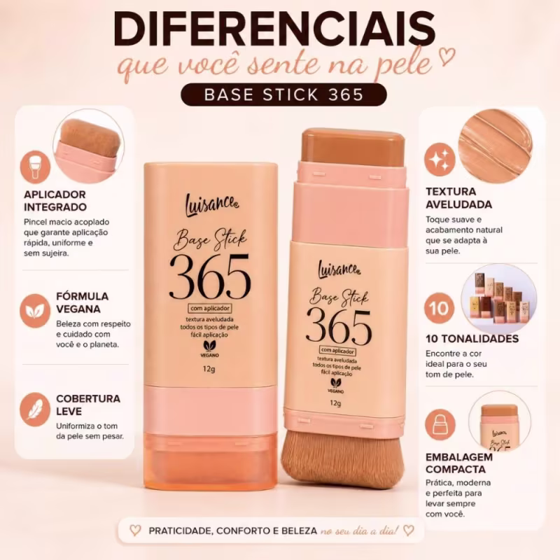 Base Stick Luisance 365 Com Aplicador 12g Porcelana