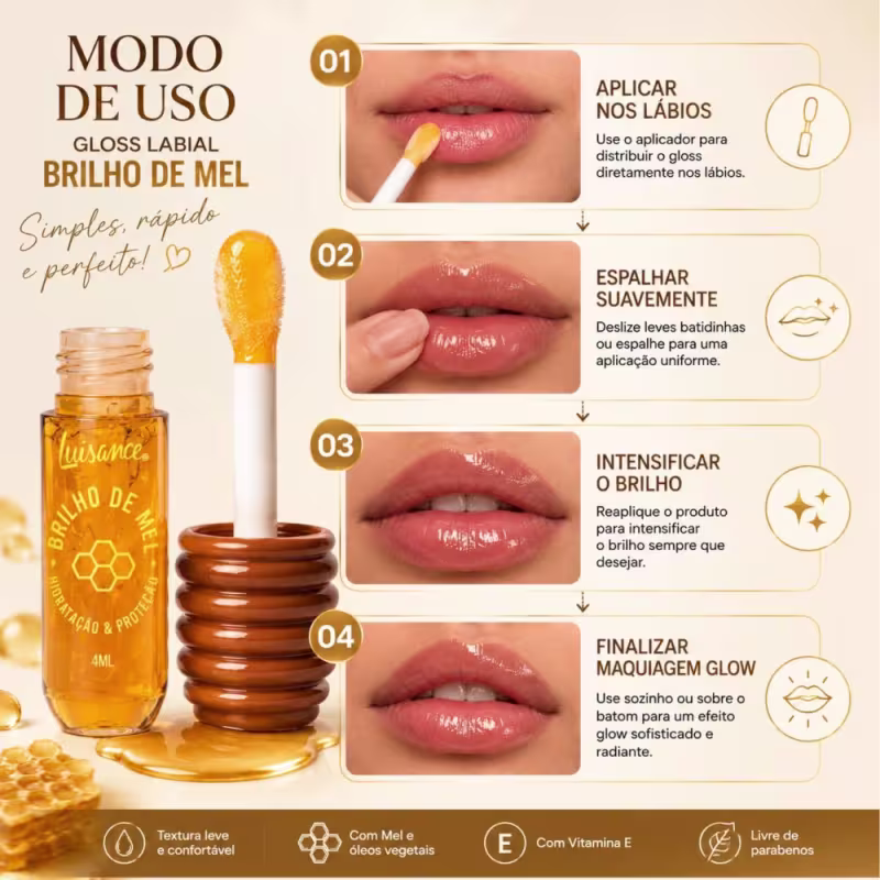 Gloss Labial Luisance Brilho De Mel 4ml Ref.: L3308