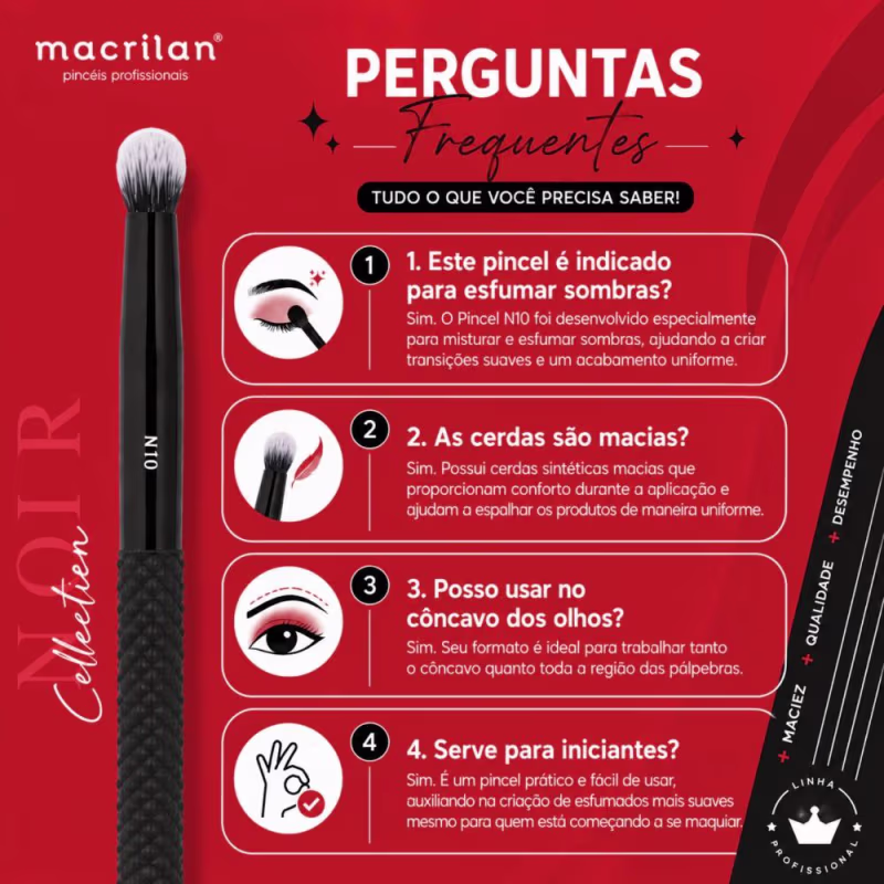 Pincel Para Esfumar Macrilan Noir Collection N10