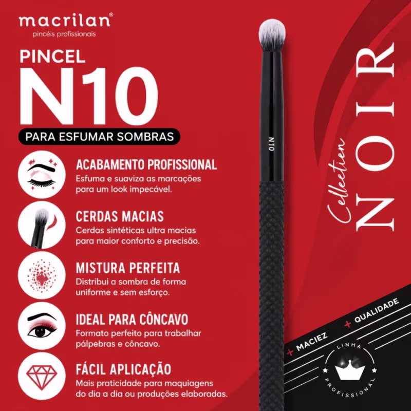 Pincel Para Esfumar Macrilan Noir Collection N10