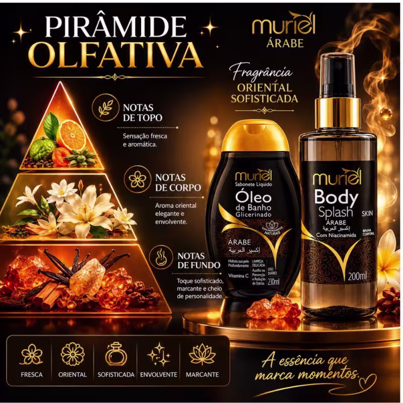 Kit Muriel Árabe: Óleo De Banho 230ml e Body Splash Com Niacinamida 200ml