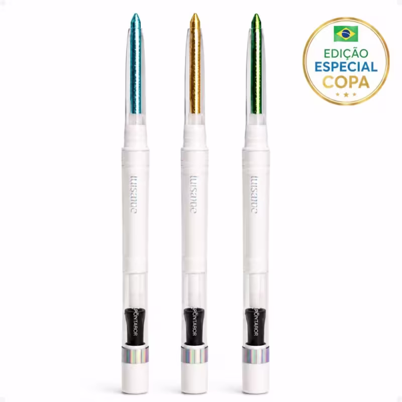 Kit Luisance Copa Brasil Lápis Holográfico Aurora: Cristal, Verde e Dourado