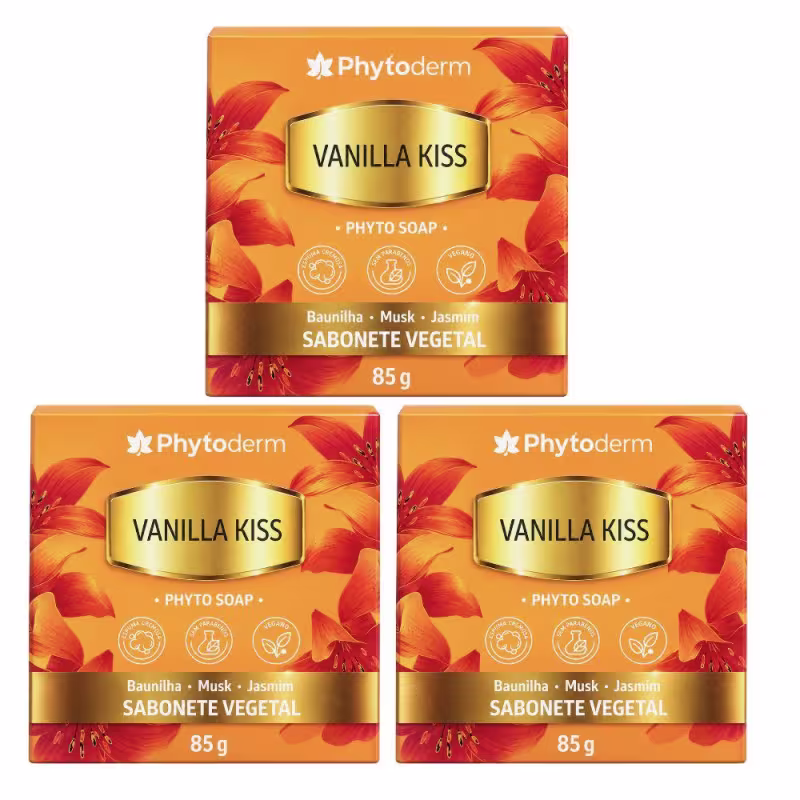 Kit Phytoderm Vanilla Kiss: 3 Sabonetes Vegetais 85g