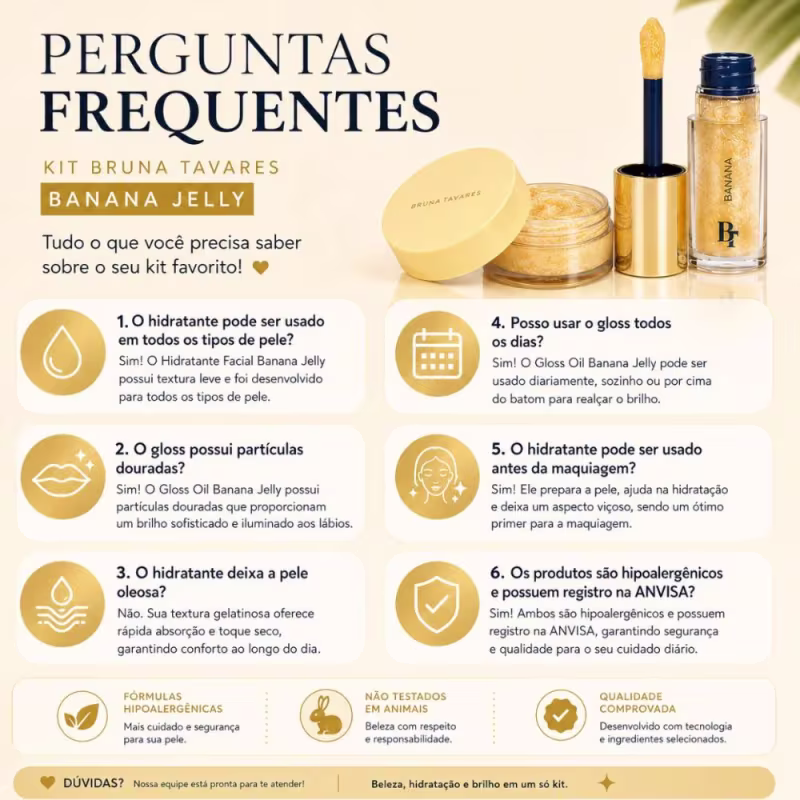 Kit Bruna Tavares Bt Banana Jelly: Gloss Oil e Hidratante Iluminador Facial 40g