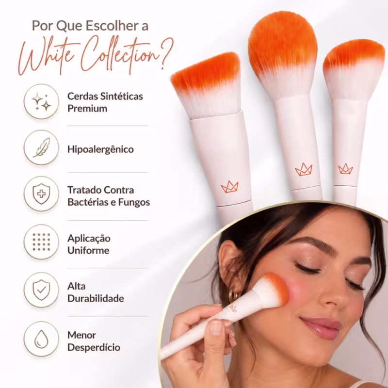 Kit Pincel Mari Maria: Pincel Para Base 02, Pincel Para Pó 03 e Pincel Para Blush 04