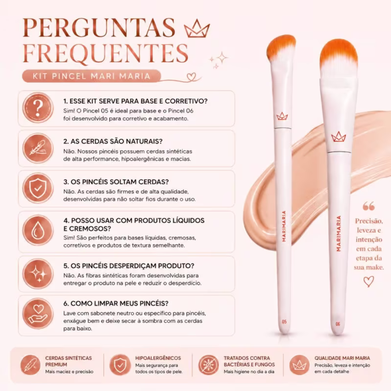 Kit Pincel Mari Maria: Pincel Para Base 05 e Píncel Para Corretivo 06