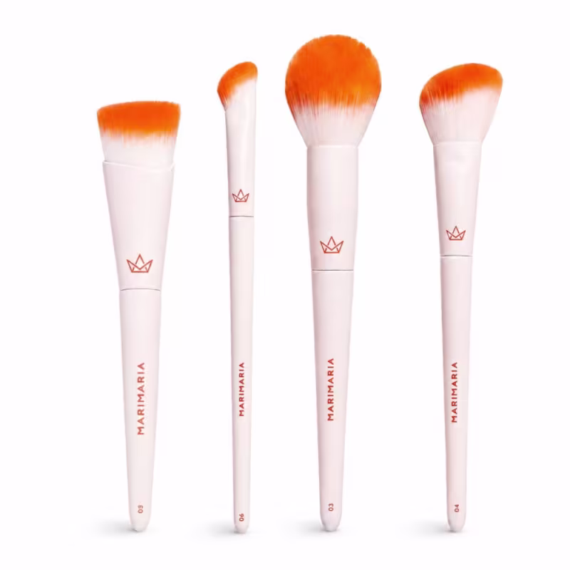 Kit Pincel Mari Maria: Pincel Para Base 05, Píncel Para Corretivo 06, Pincel Para Pó 03 e Pincel Para Blush 04