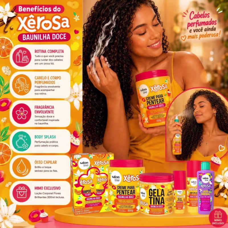 Kit Salon Line Xêrosa Baunilha Doce Completo + Mimo Loção Corporal 200ml
