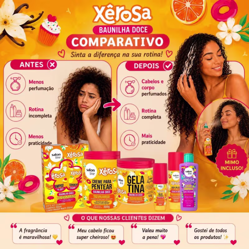 Kit Salon Line Xêrosa Baunilha Doce Completo + Mimo Loção Corporal 200ml