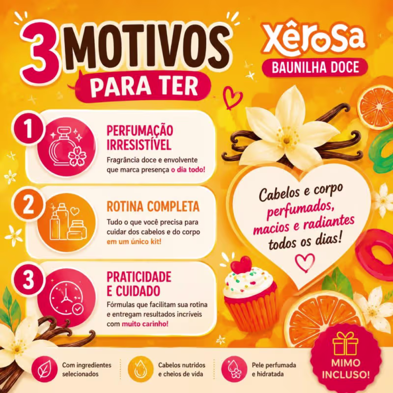 Kit Salon Line Xêrosa Baunilha Doce Completo + Mimo Loção Corporal 200ml