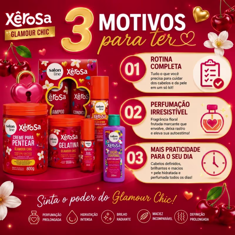 Kit Salon Line Xêrosa Glamour Chic Completo + Mimo Loção Corporal 200ml