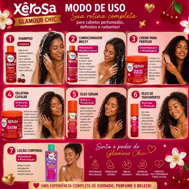 Kit Salon Line Xêrosa Glamour Chic Completo + Mimo Loção Corporal 200ml