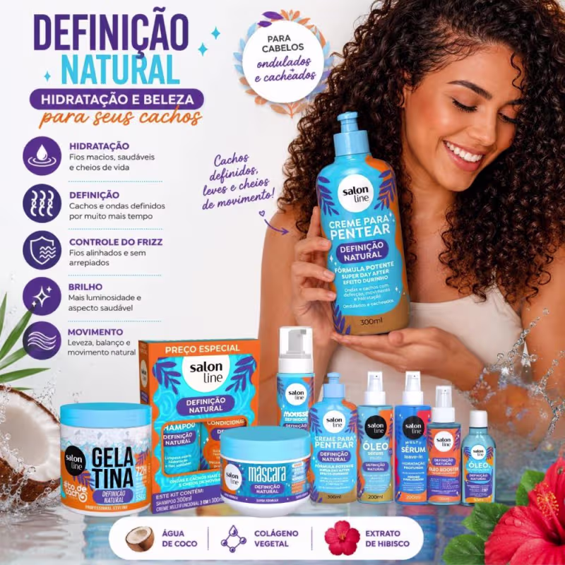Kit Salon Line Definição Natural Completo: Creme Para Pentear 300 ml