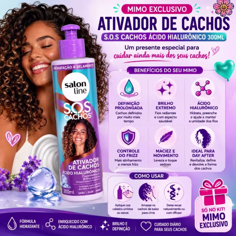 Kit Salon Line Definição Natural Completo: Creme Para Pentear 300 ml + Mimo