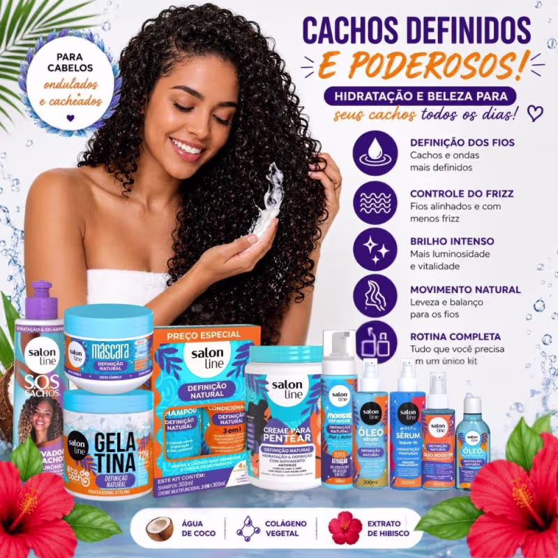 Kit Salon Line Definição Natural Completo: Creme Para Pentear 1kg + Mimo