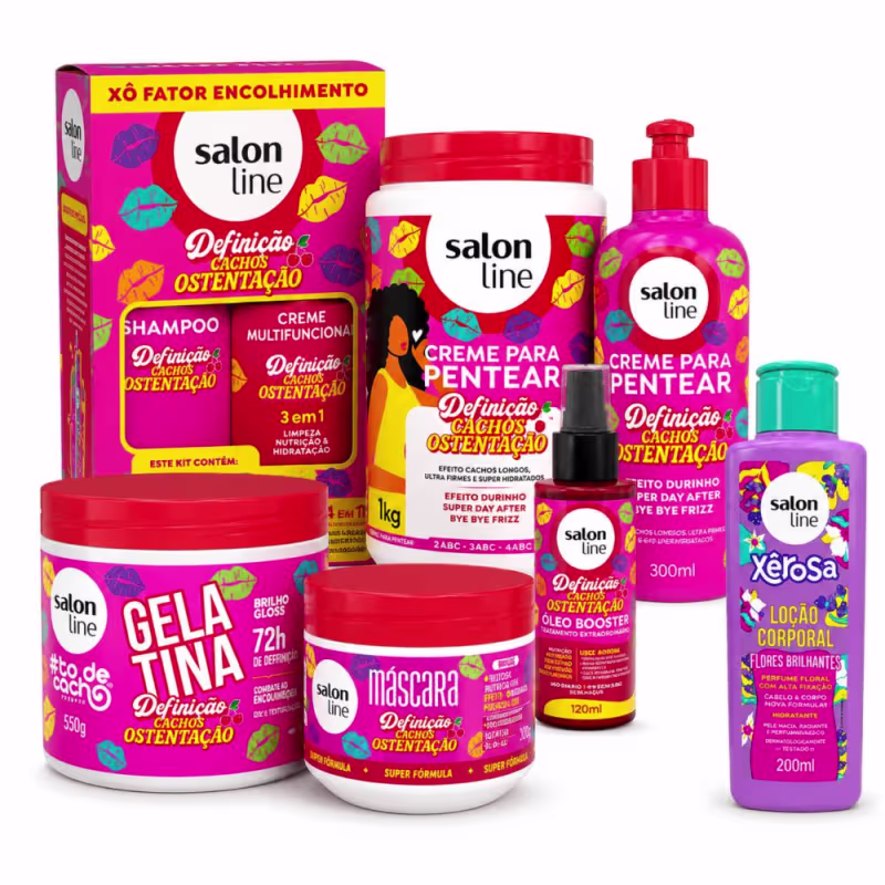Kit Salon Line Definição Cachos Ostentação Completo + Mimo