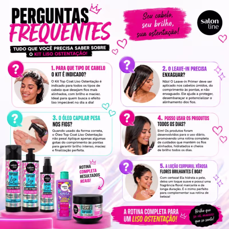 Kit Salon Line Top Coat Liso Ostentação Completo + Mimo
