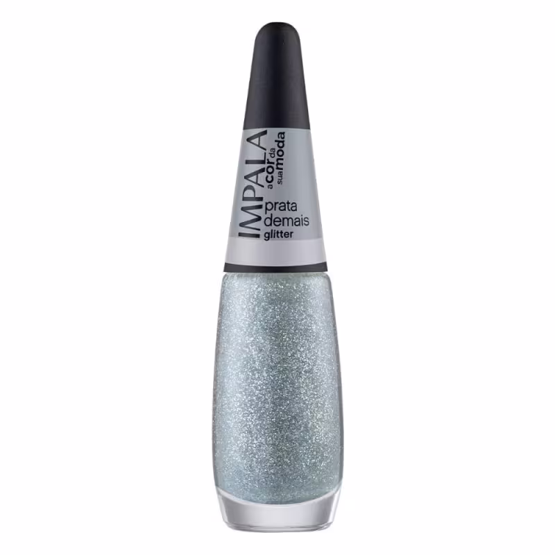 Esmalte Glitter Impala A Cor da Sua Moda Prata Demais 7,5ml