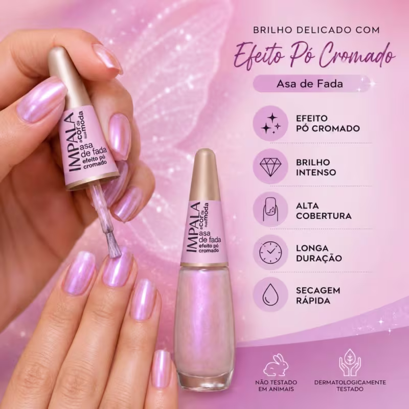 Esmalte Efeito Pó Cromado Impala A Cor da Sua Moda Asa de Fada 7,5ml