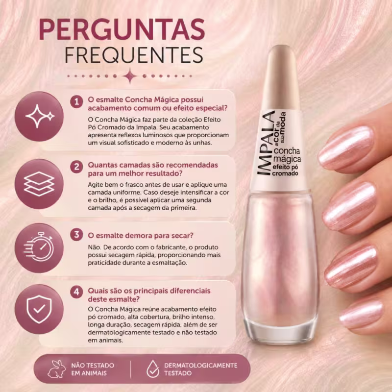 Esmalte Efeito Pó Cromado Impala A Cor da Sua Moda Concha Mágica 7,5ml