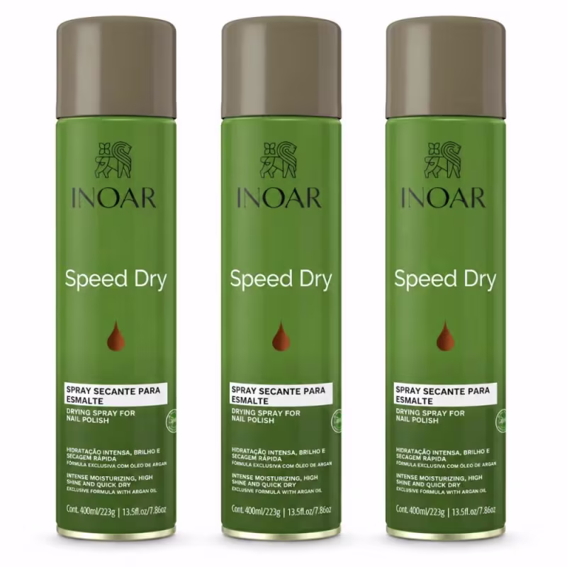 Kit Inoar Spray Secante Para Esmalte Speed Dry 400ml Com 3 Unidades