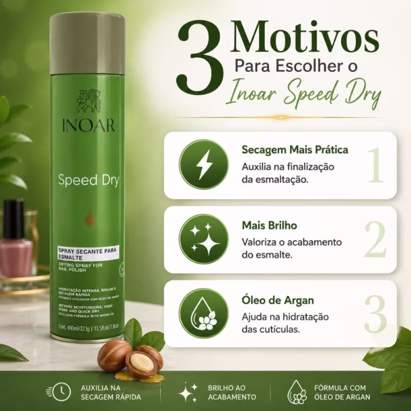 Kit Inoar Spray Secante Para Esmalte Speed Dry 400ml Com 3 Unidades