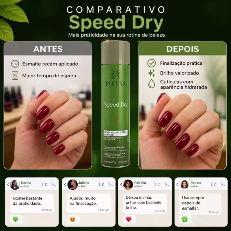 Kit Inoar Spray Secante Para Esmalte Speed Dry 400ml Com 3 Unidades
