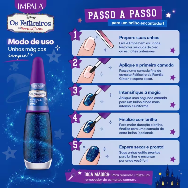 Esmalte Glitter Impala Disney Channel Os Feiticeiros De W.Place Feiticeiro Da Família