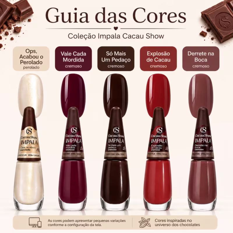 Kit Impala Cacau Show Completo Com 5 Esmaltes