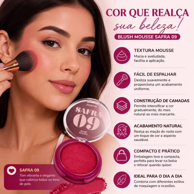 Blush Mousse Jasmyne Safra 09 Ref.: J0150 Vermelho Tinto