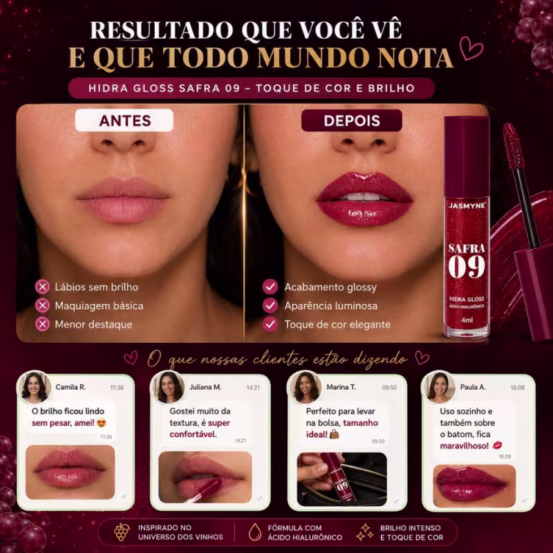 Hidra Gloss Labial Jasmyne Safra 09 Ref.: J0152 Coral Pinot