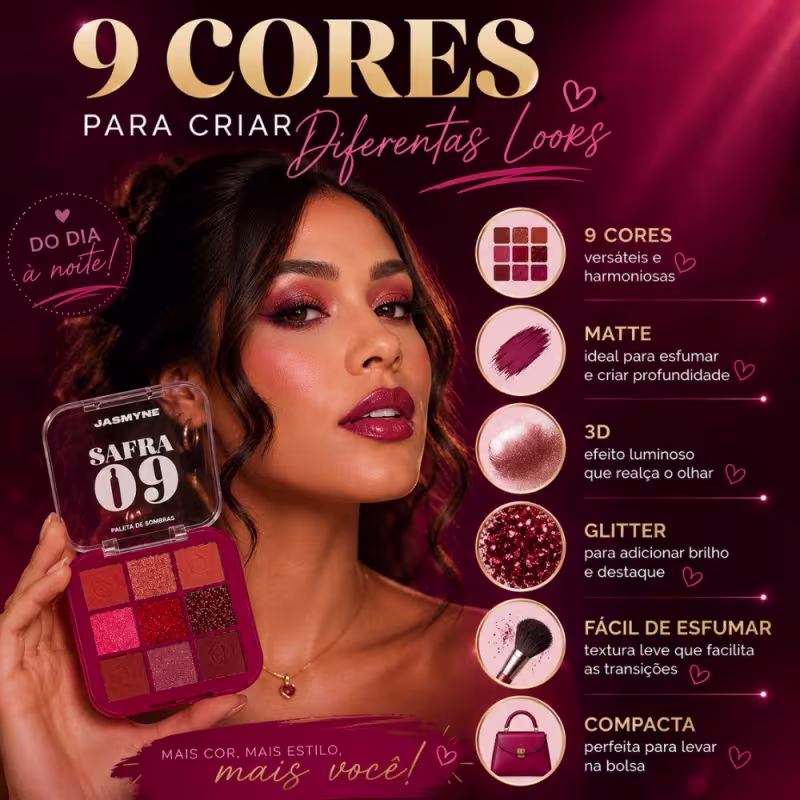 Paleta De Sombras Jasmyne Safra 09 Ref.: J0155