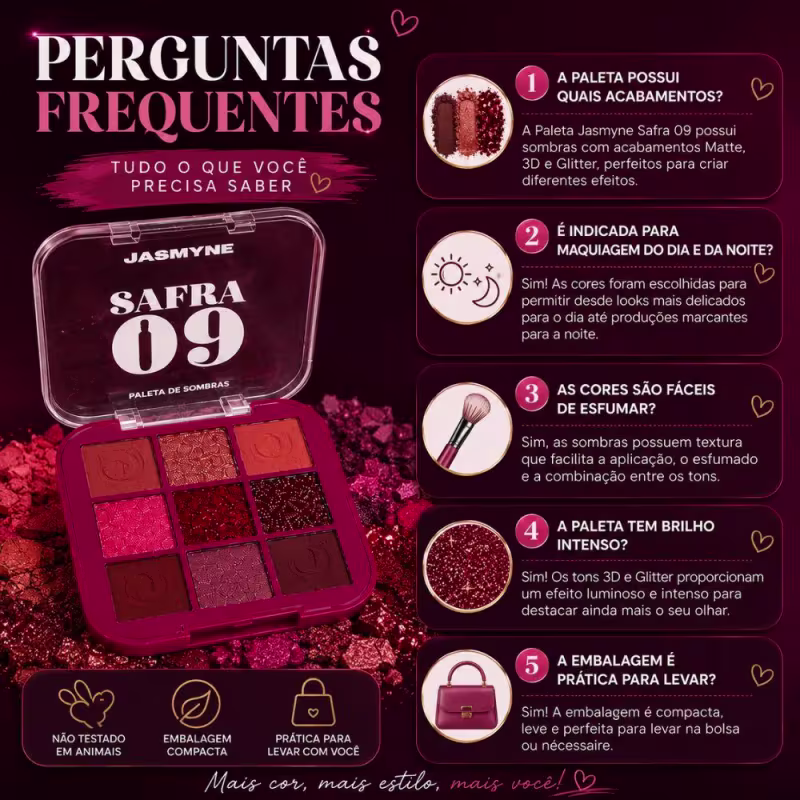 Paleta De Sombras Jasmyne Safra 09 Ref.: J0155
