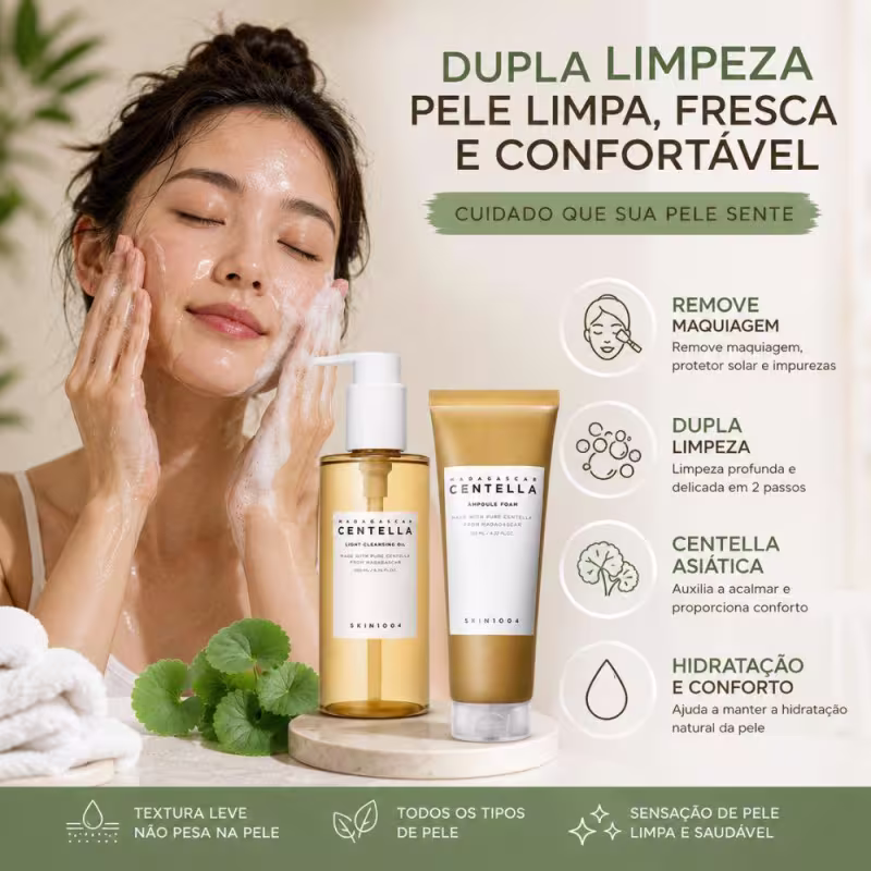 Kit Skin1004 Madagascar Centella: Cleansing Oil 200ml e Ampoule Foam 125ml