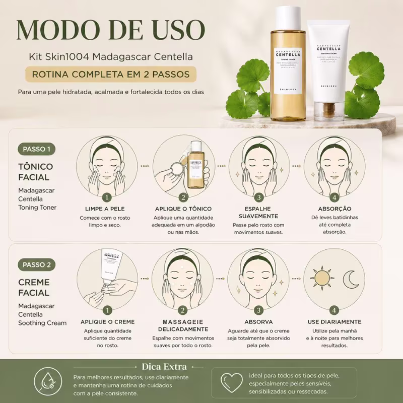 Kit Skin1004 Madagascar Centella: Tônico Facial 210ml e Creme Facial 75 ml