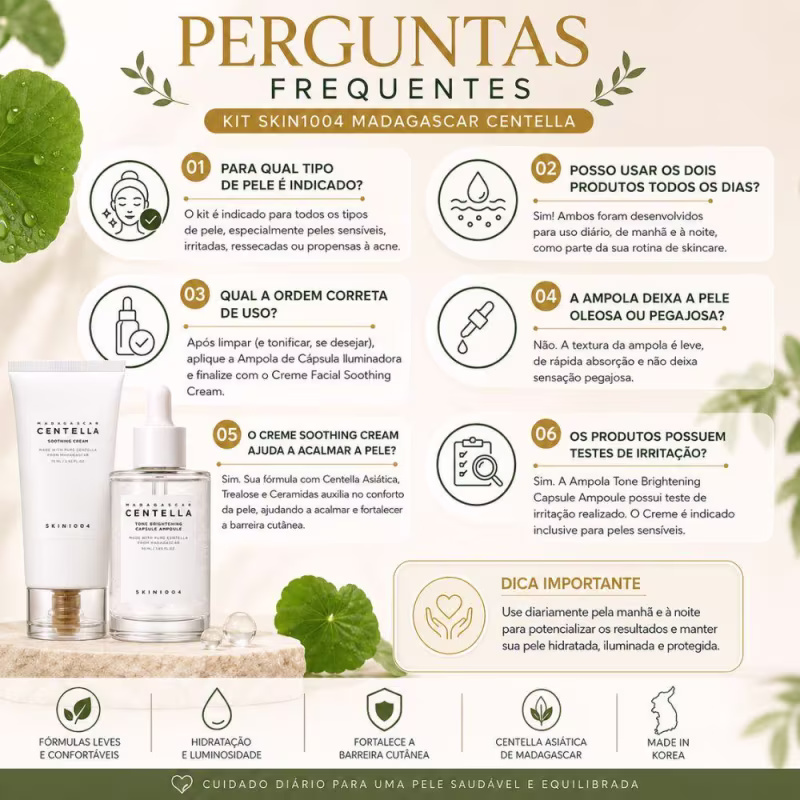 Kit Skin1004 Madagascar Centella: Ampola de Cápsula Iluminadora 100ml e Creme Facial 75ml