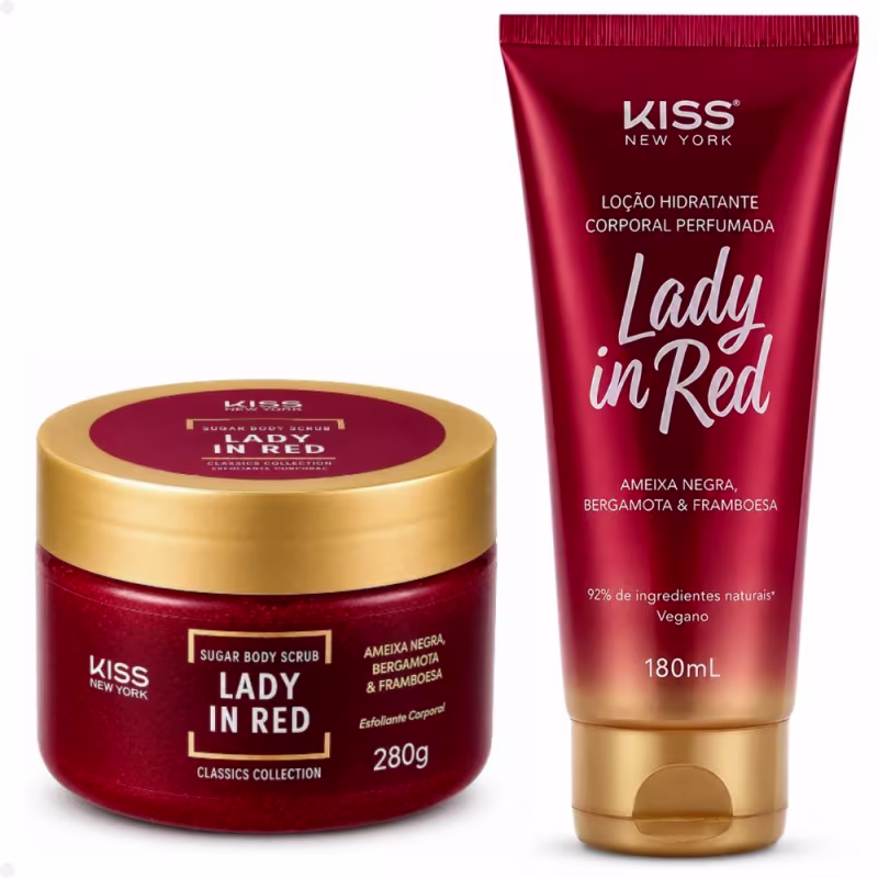 Kit Kiss New York Lady In Red: Esfoliante 280g e Loção hidratante 180ml