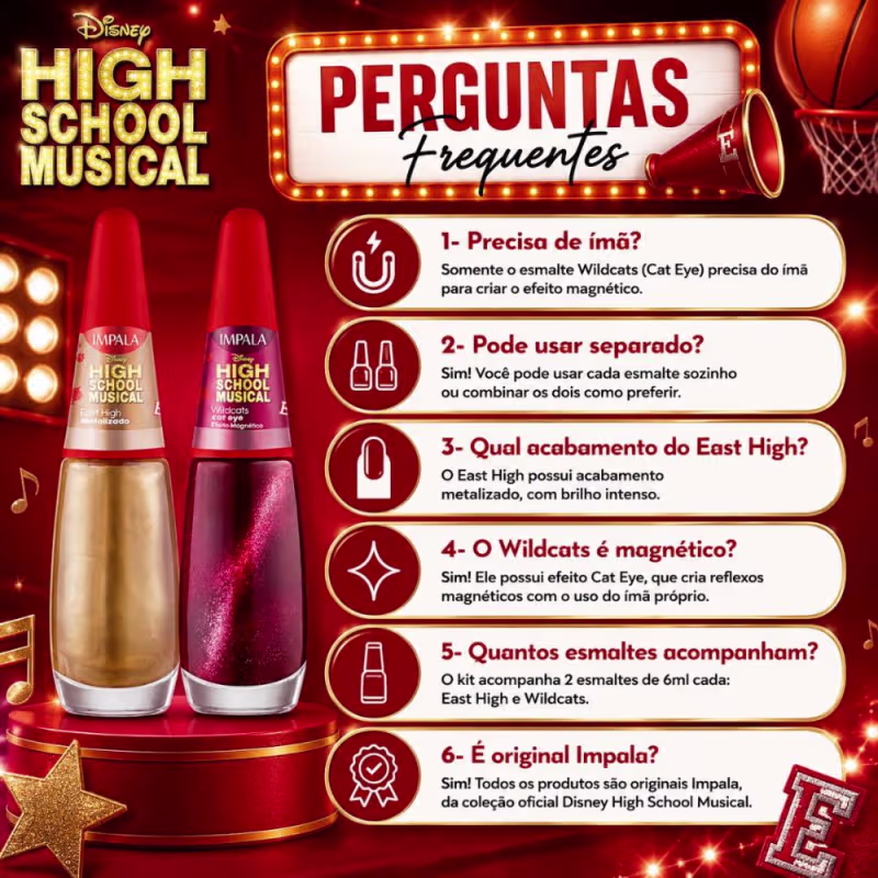 Kit Impala Disney Channel High School Musical Esmalte: East High e Wildcats