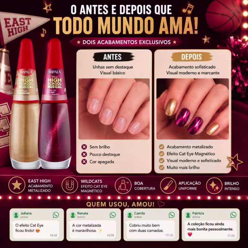 Kit Impala Disney Channel High School Musical Esmalte: East High e Wildcats