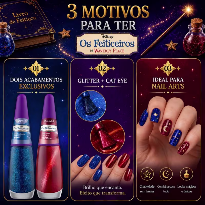 Kit Impala Disney Channel Os Feiticeiros De W.Place Esmalte: Feiticeiro da Família e Seu Lado Mágico