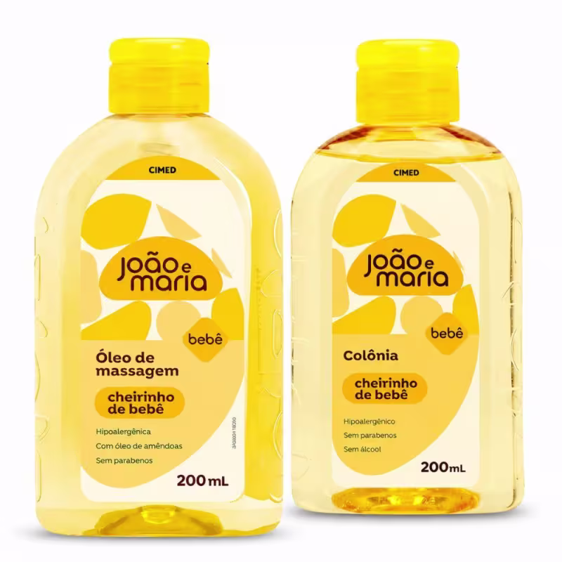 Kit Cimed João e Maria Baby Glicerina: Óleo De Massagem 200ml e Colônia 200ml