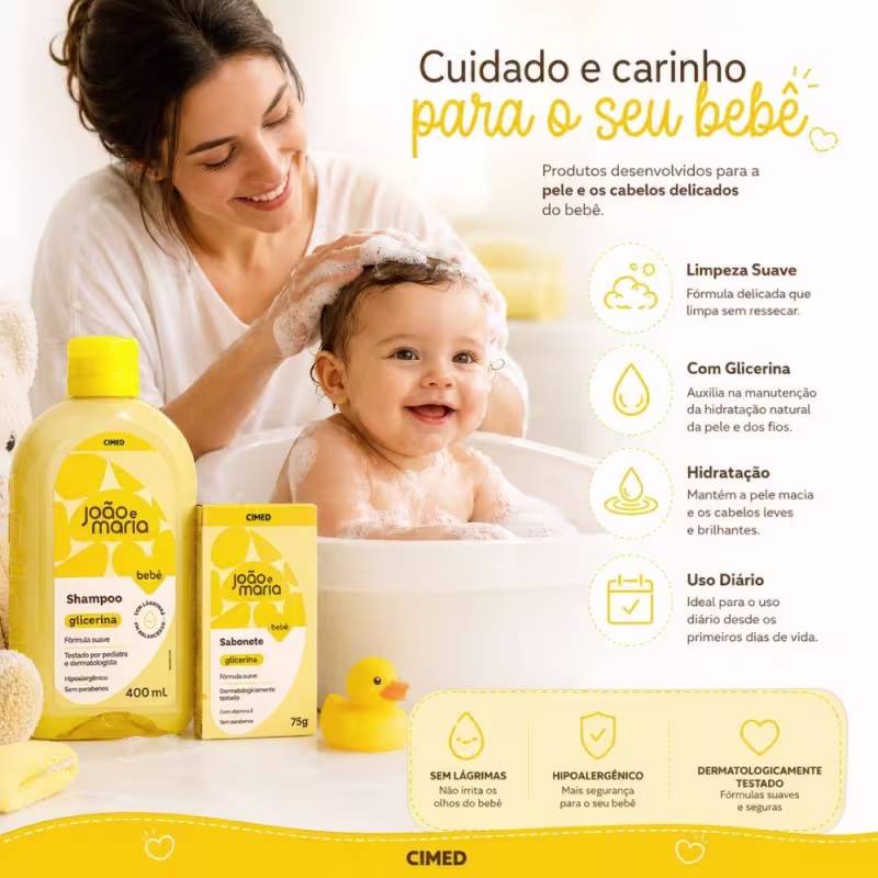 Kit Cimed João e Maria Baby: Shampoo 400ml e Sabonete Em Barra 75g