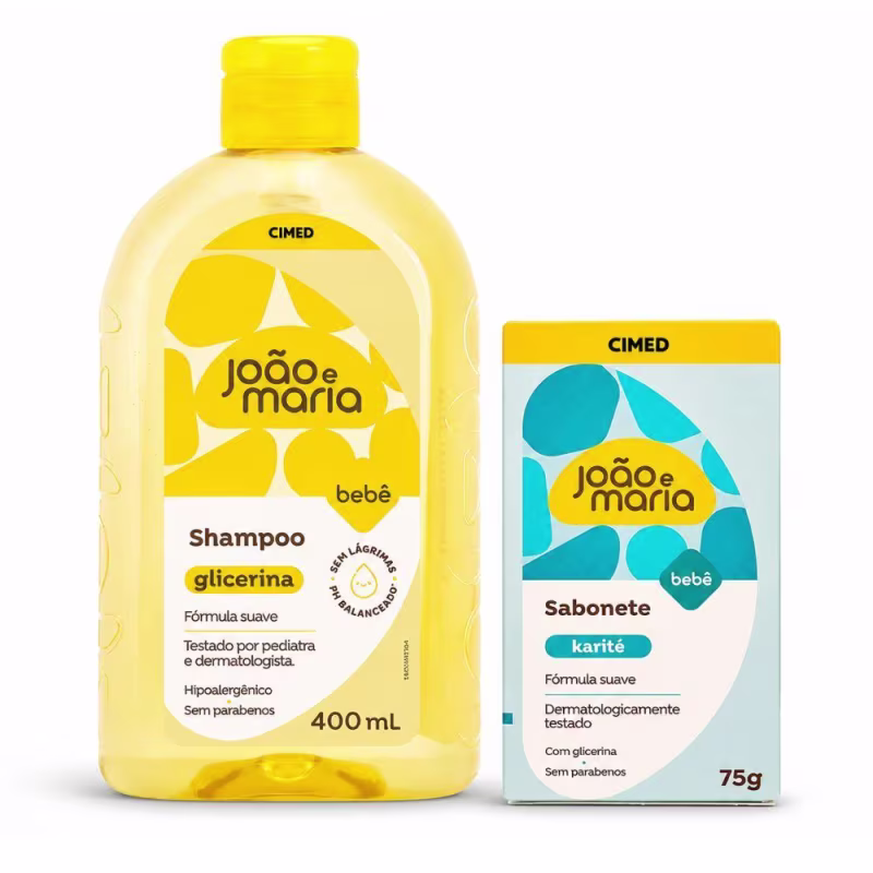 Kit Cimed João e Maria Baby: Shampoo 400ml e Sabonete Em Barra Karité  75g