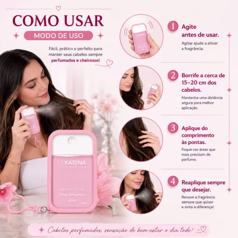Perfume Capilar Karina Ft. Alan Vivian Floral Ambarado 45ml