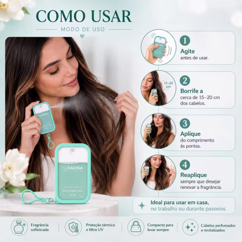 Perfume Capilar Karina Ft. Alan Vivian Frutal Amadeirado 45ml