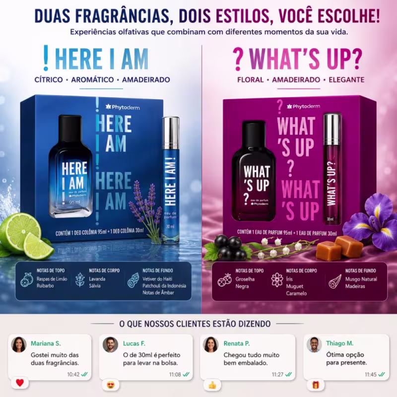 Kit Phytoderm Parfum 95ml + 30ml: Here I Am e What's Up