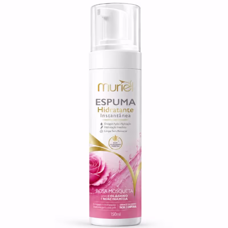 Espuma Hidratante De Limpeza Muriel Facial e Corporal Rosa Mosqueta 150ml
