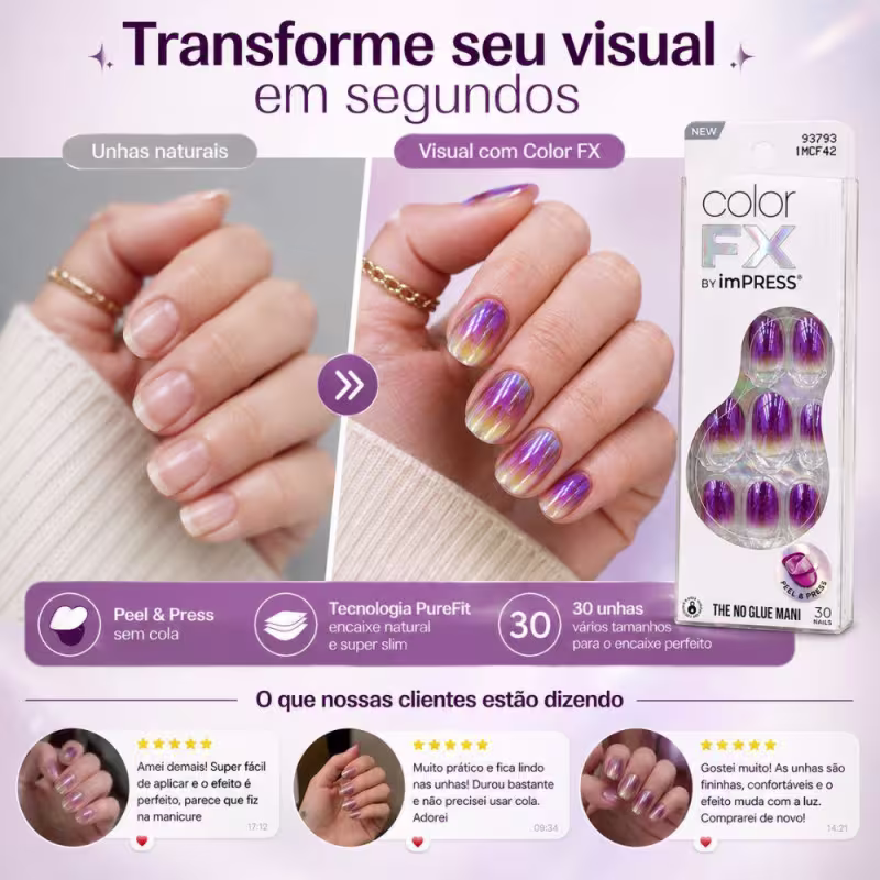 Unhas Autocolantes Kiss Ny Color Fx By Impress Essence Imcf42