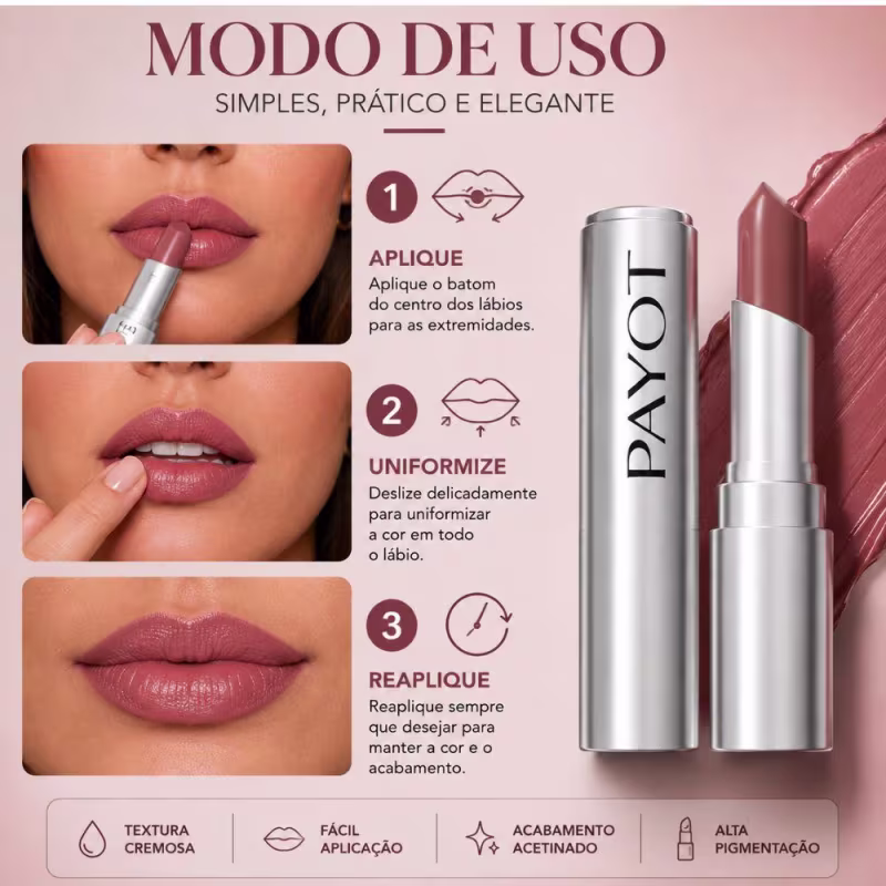 Batom Hidratante Payot Ácido Hialurônico e Óleo De Avelã Nude Intenso 3,6g