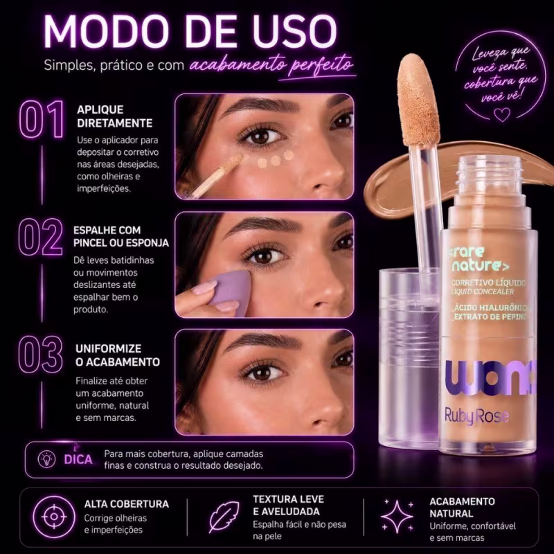 Corretivo Líquido Ruby Rose Wonder Rare Nature Rn20 Hb-m608-4 7g